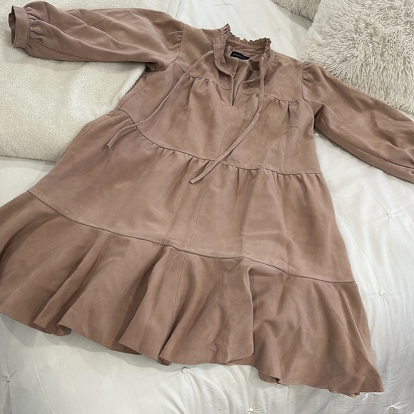 SELECTED FEMME BLUSH LEATHER DRESS - Picture 5 of 6